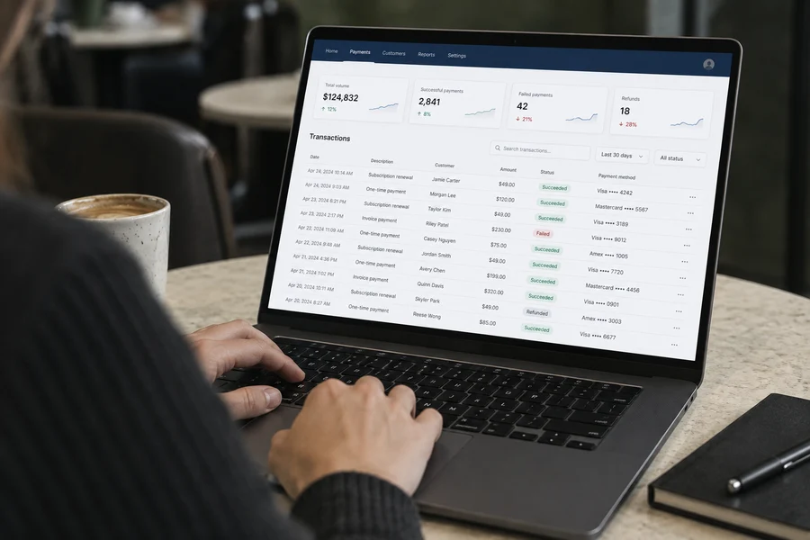 Financial dashboard open on a laptop